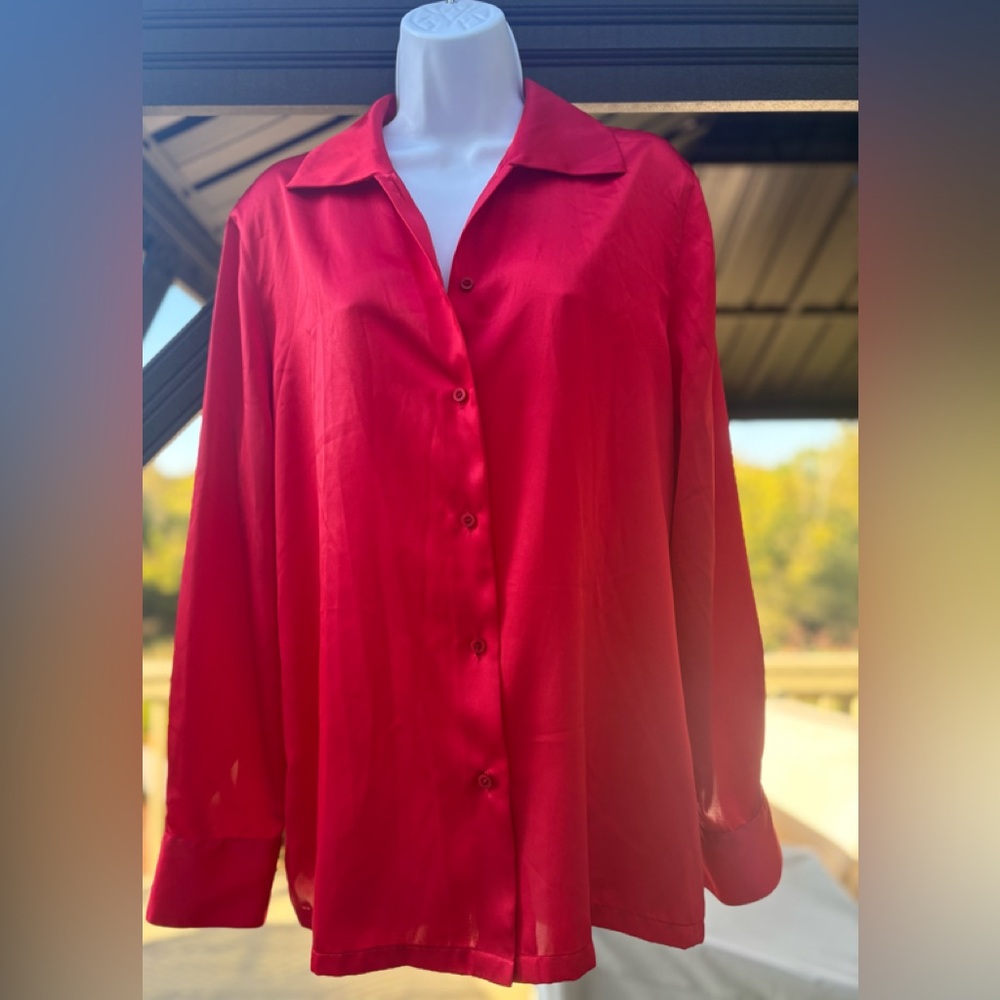 RENA ROWAN Women's Red Button-Down Blouse, Size: 10